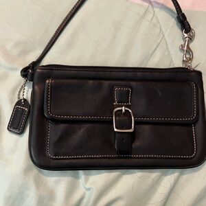 Coach Black Leather Wristlet